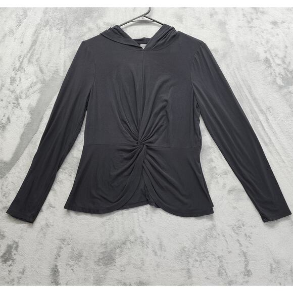 Sweaty Betty Tops - Sweaty Betty Tori Hooded Long Sleeve Twist Front Top Size US 6 Black Workout